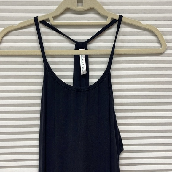 Fabletics Neema Black Comfy Stretch Cotton Draped Racerback Maxi Dress - Picture 4 of 10